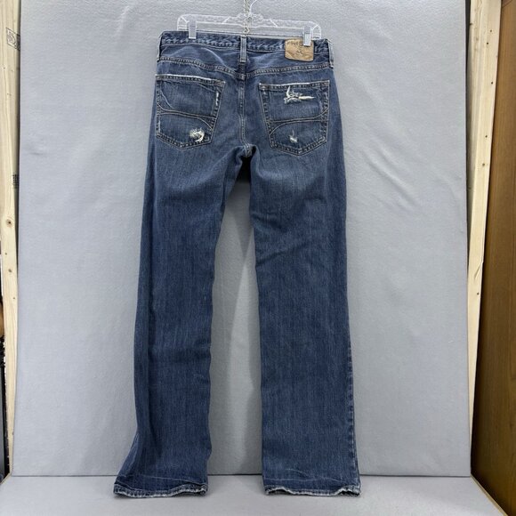 Hollister Men’s Distressed Straight Leg Jeans W34 L34 Medium Wash Button Fly - Picture 4 of 11